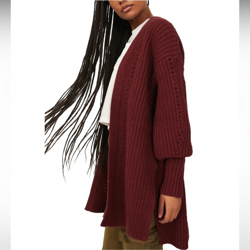 Free People Dare to Dream Rib Knit Long Sleeve Cardigan Sweater